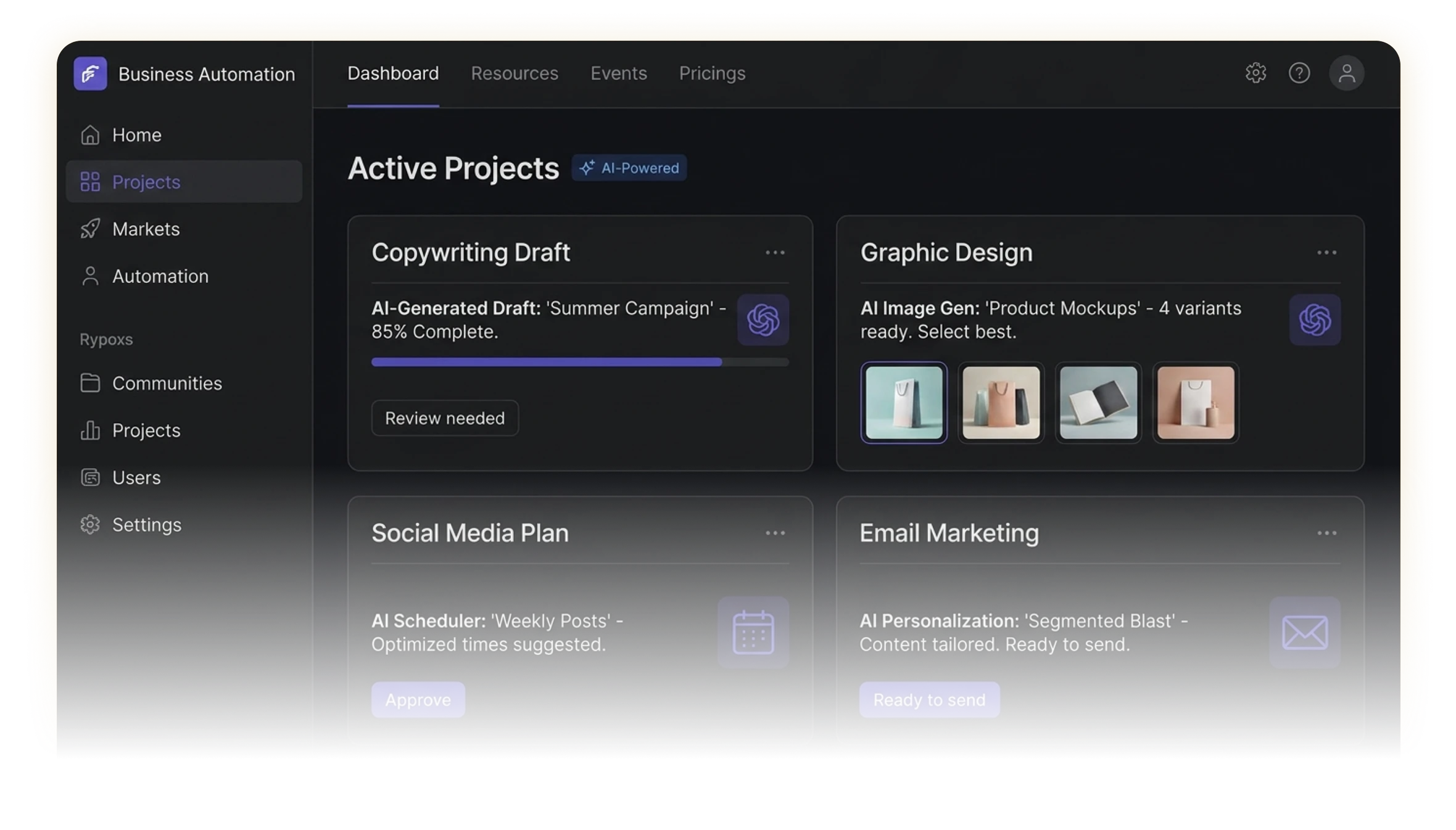 AI business-process automation dashboard