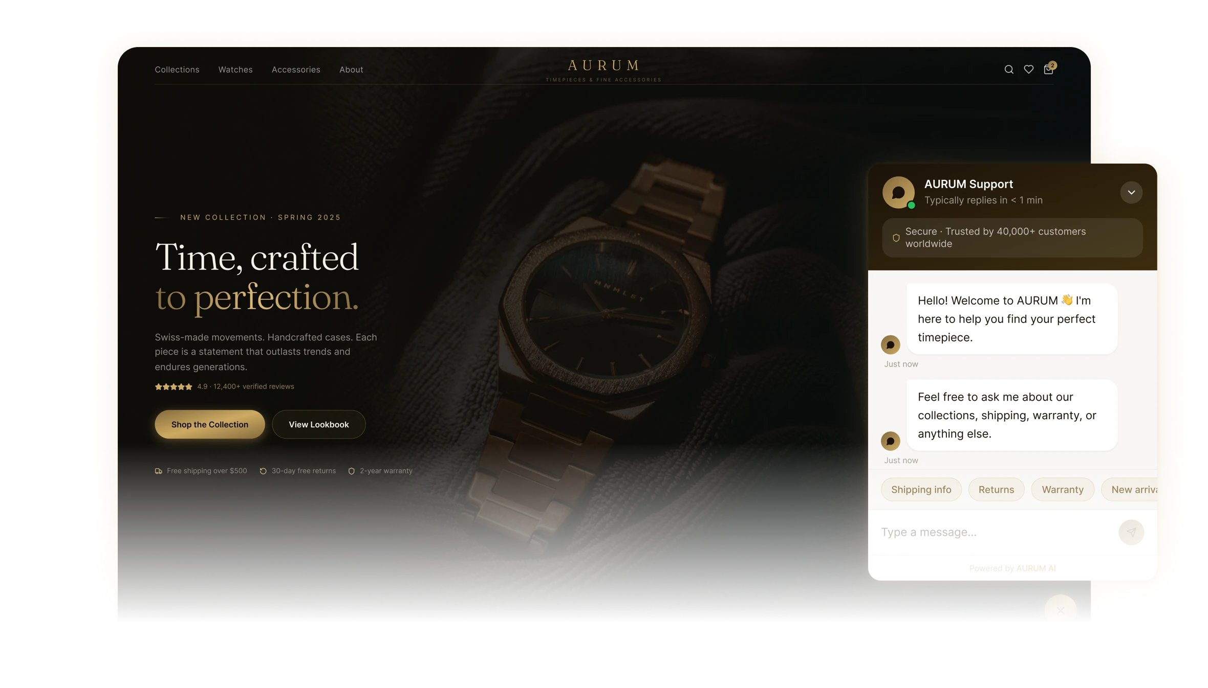 AI chatbot widget on a website