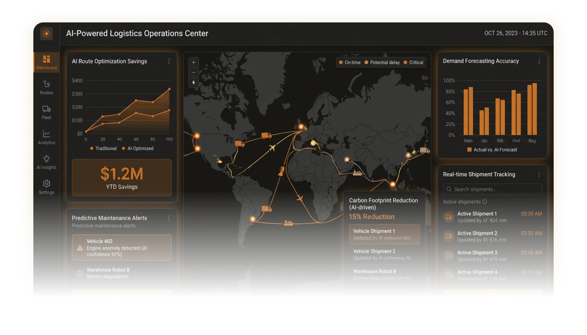 AI logistics operations dashboard