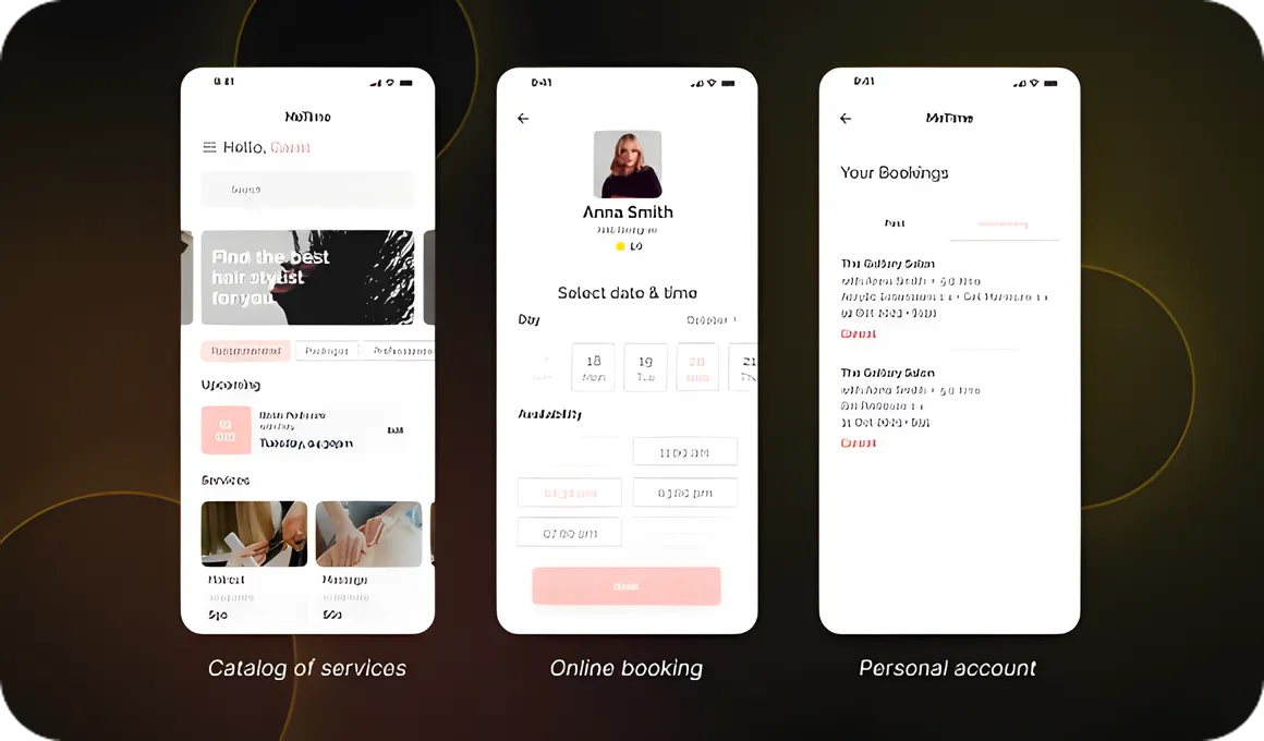 Core features of a mobile app for a beauty salon